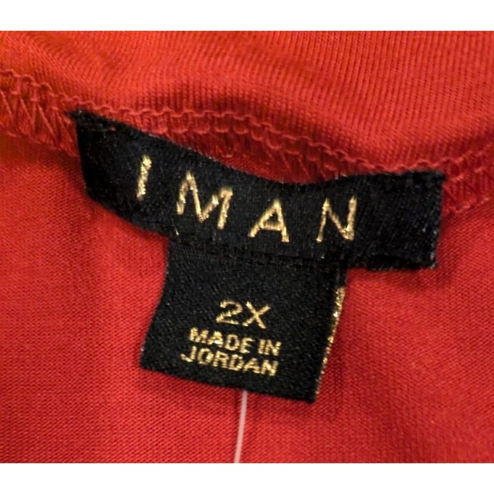 IMAN Plus Size Red Square Neck Long Sleeve Smocked Top Blouse Shirt 2X Chic Boho - Picture 6 of 6